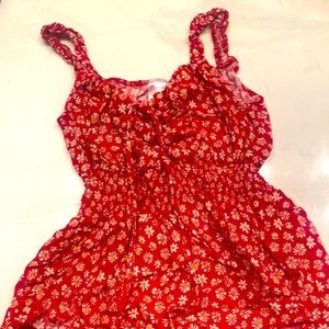 Red flower blouse